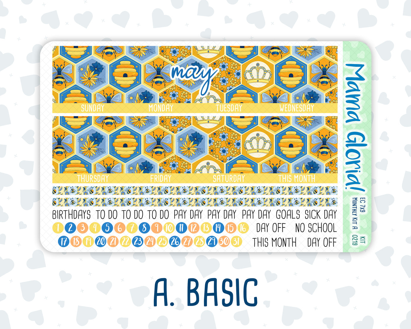 Kit 0219- 7x9 - Monthly - Bee's Business- May- For EC Planners