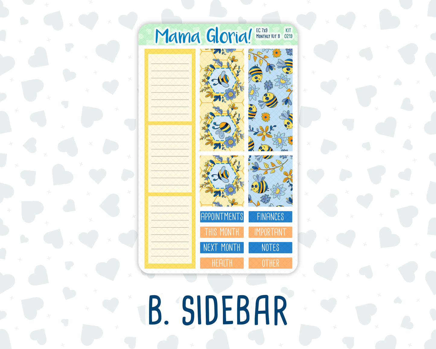 Kit 0219- 7x9 - Monthly - Bee's Business- May- For EC Planners