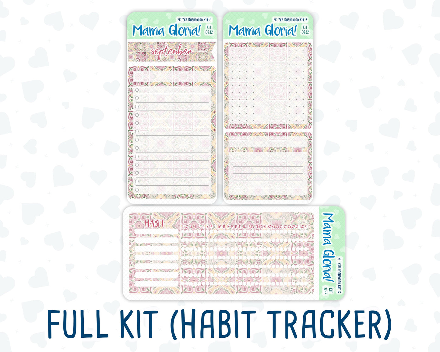 Kit 0232 - 7x9 - EC Notes Pages - September - Heirloom Garden - Dashboard Kit | Productivity Page | 2024/2025