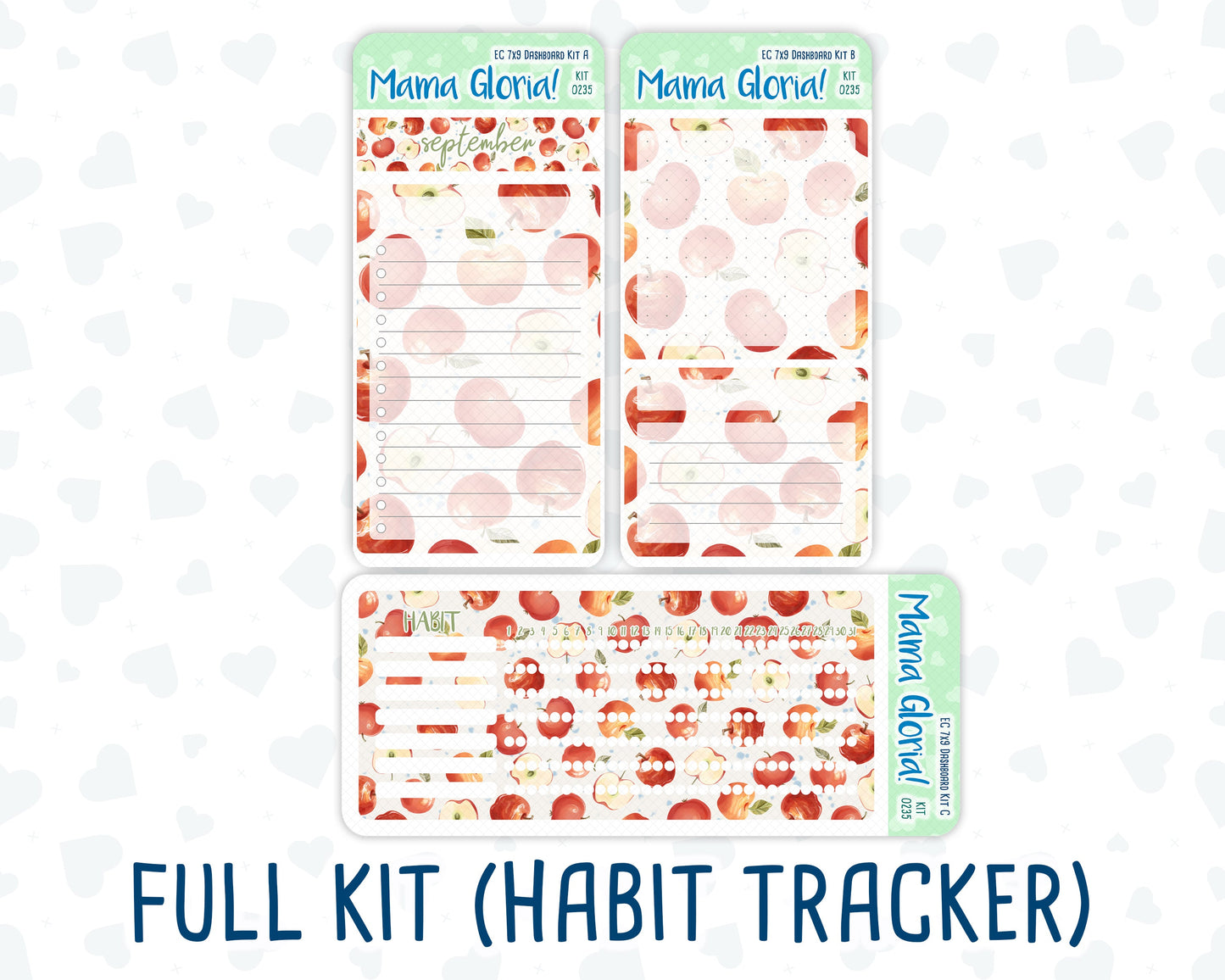 Kit 0235 - 7x9 - EC Notes Pages - September - Apple Orchard - Dashboard Kit | Productivity Page | 2024/2025