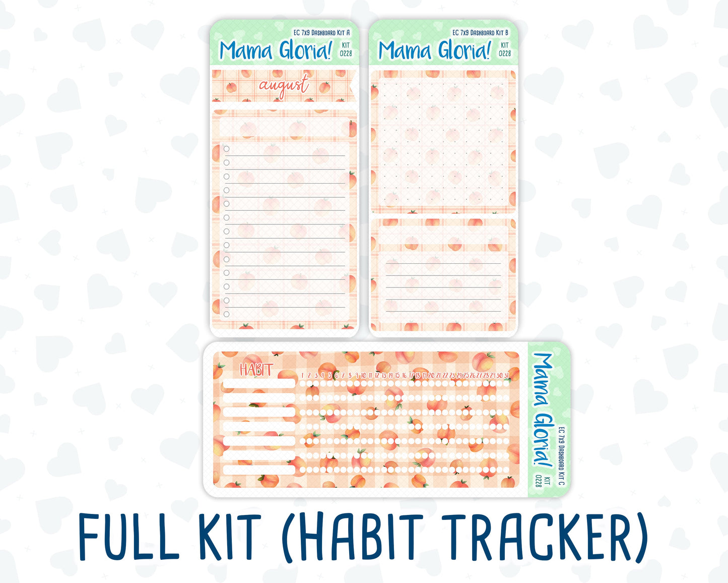 Kit 0228 - 7x9 - EC Notes Pages - August - Just Peachy - Dashboard Kit | Productivity Page