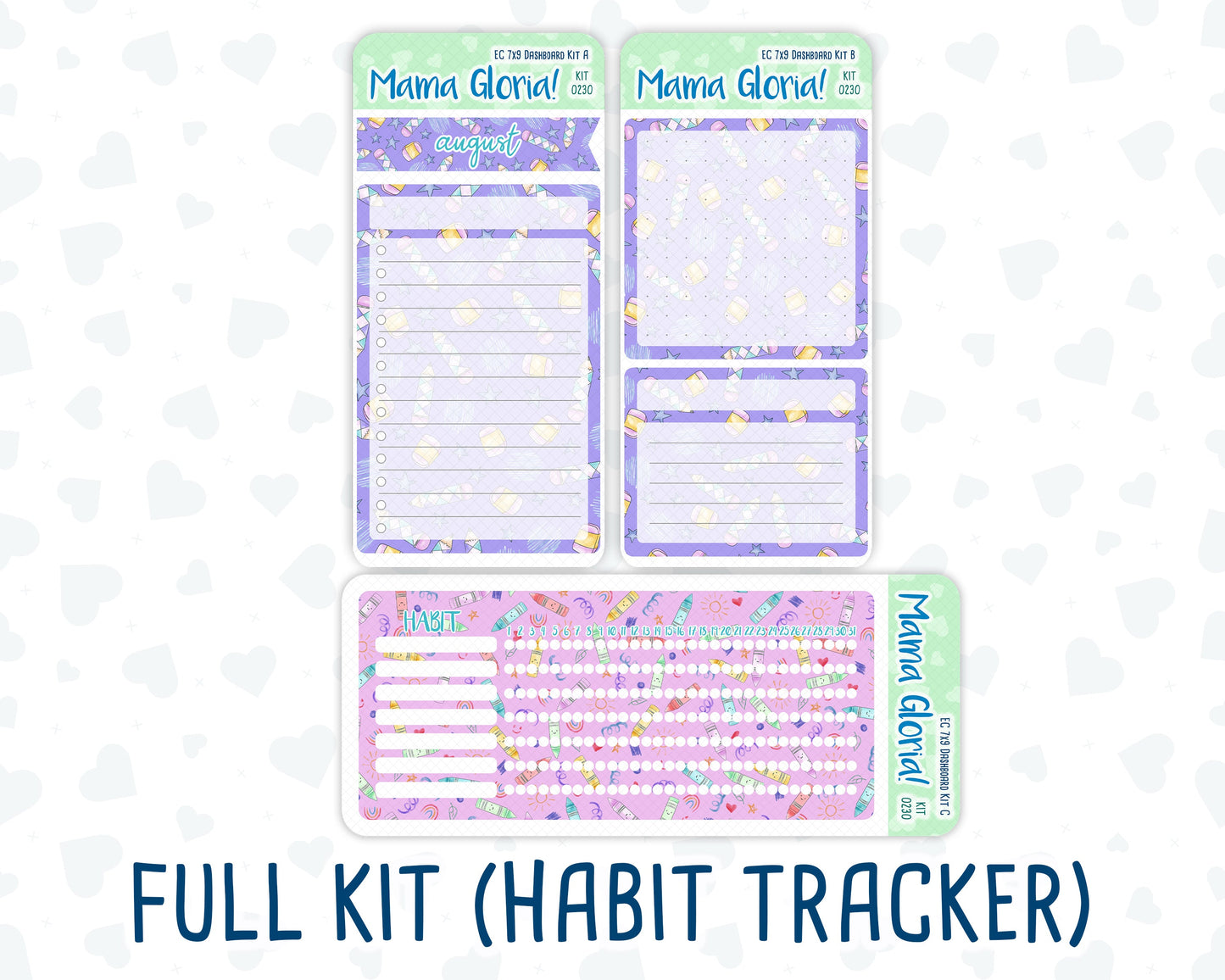 Kit 0230 - 7x9 - EC Notes Pages - August - School Daze - Dashboard Kit | Productivity Page