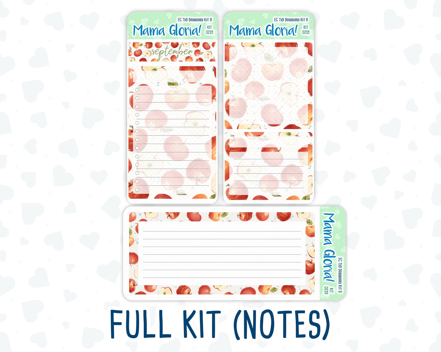 Kit 0235 - 7x9 - EC Notes Pages - September - Apple Orchard - Dashboard Kit | Productivity Page | 2024/2025
