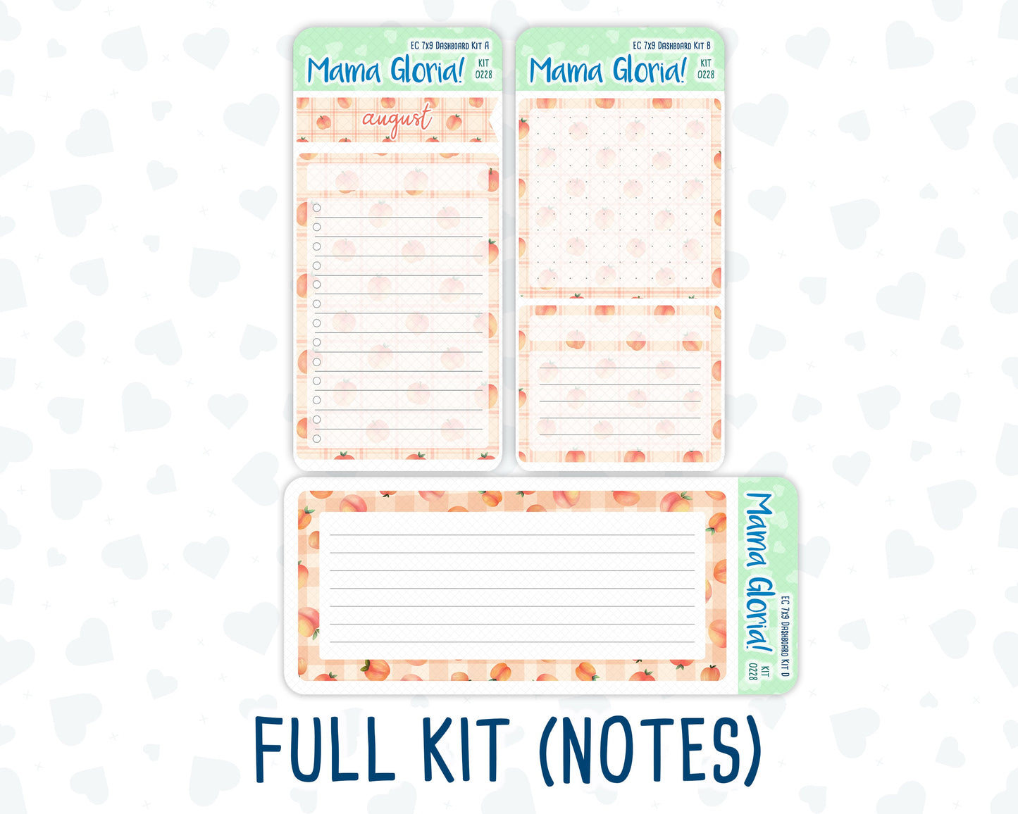 Kit 0228 - 7x9 - EC Notes Pages - August - Just Peachy - Dashboard Kit | Productivity Page
