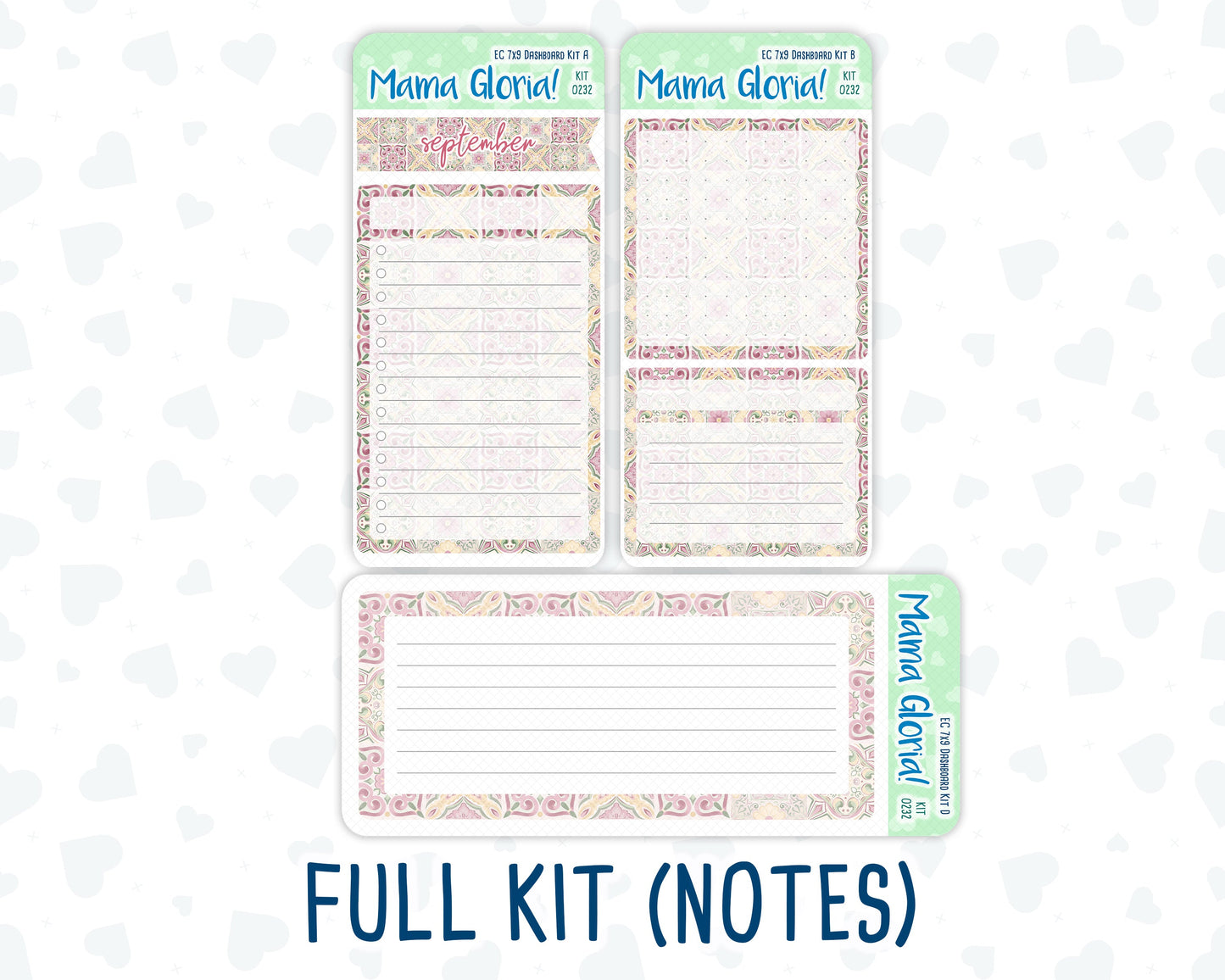Kit 0232 - 7x9 - EC Notes Pages - September - Heirloom Garden - Dashboard Kit | Productivity Page | 2024/2025