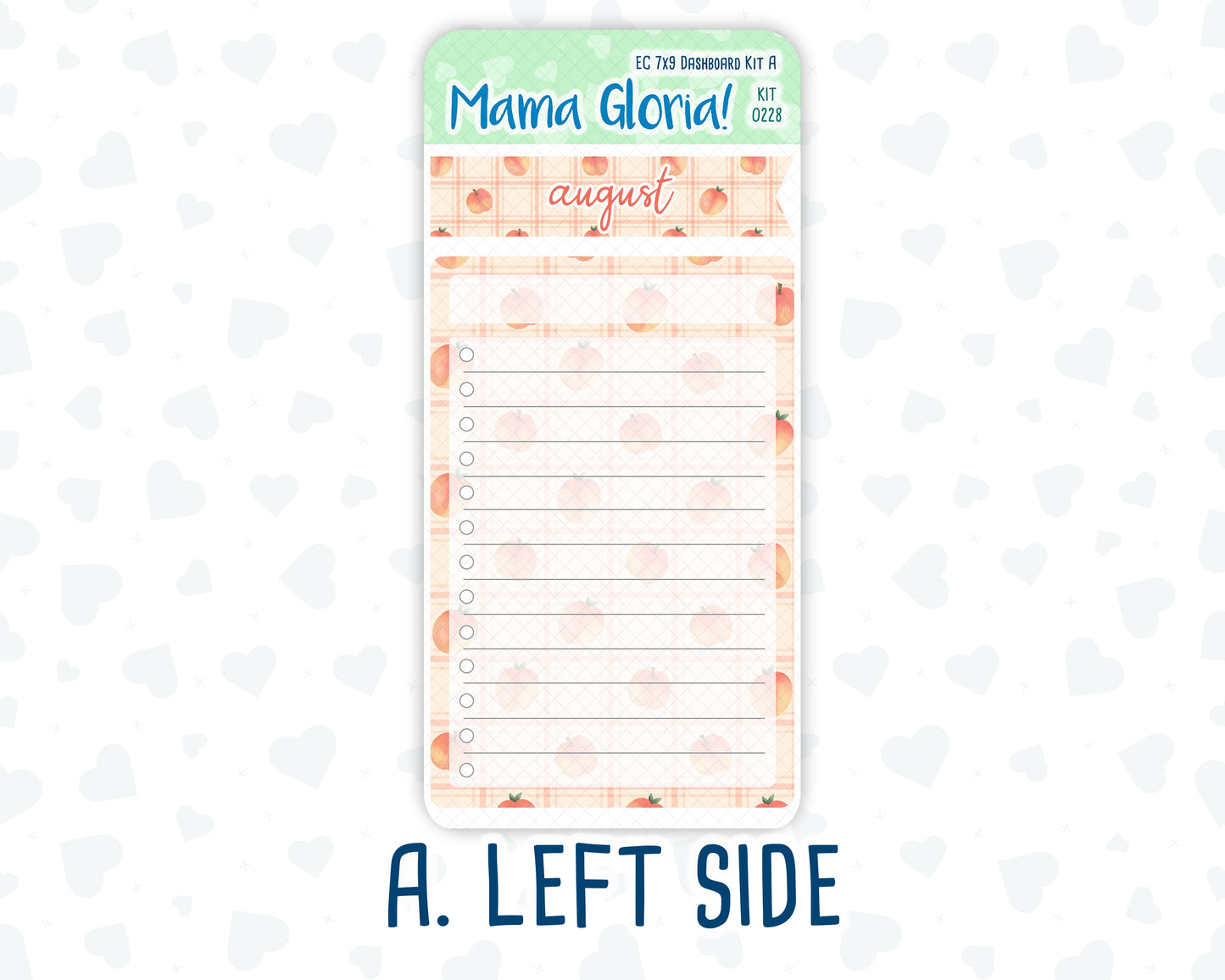 Kit 0228 - 7x9 - EC Notes Pages - August - Just Peachy - Dashboard Kit | Productivity Page