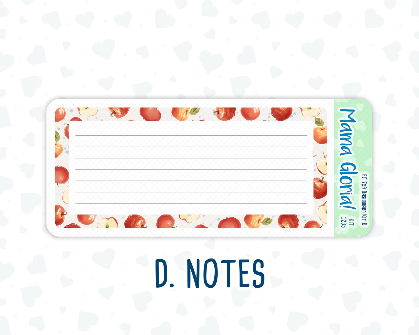 Kit 0235 - 7x9 - EC Notes Pages - September - Apple Orchard - Dashboard Kit | Productivity Page | 2024/2025