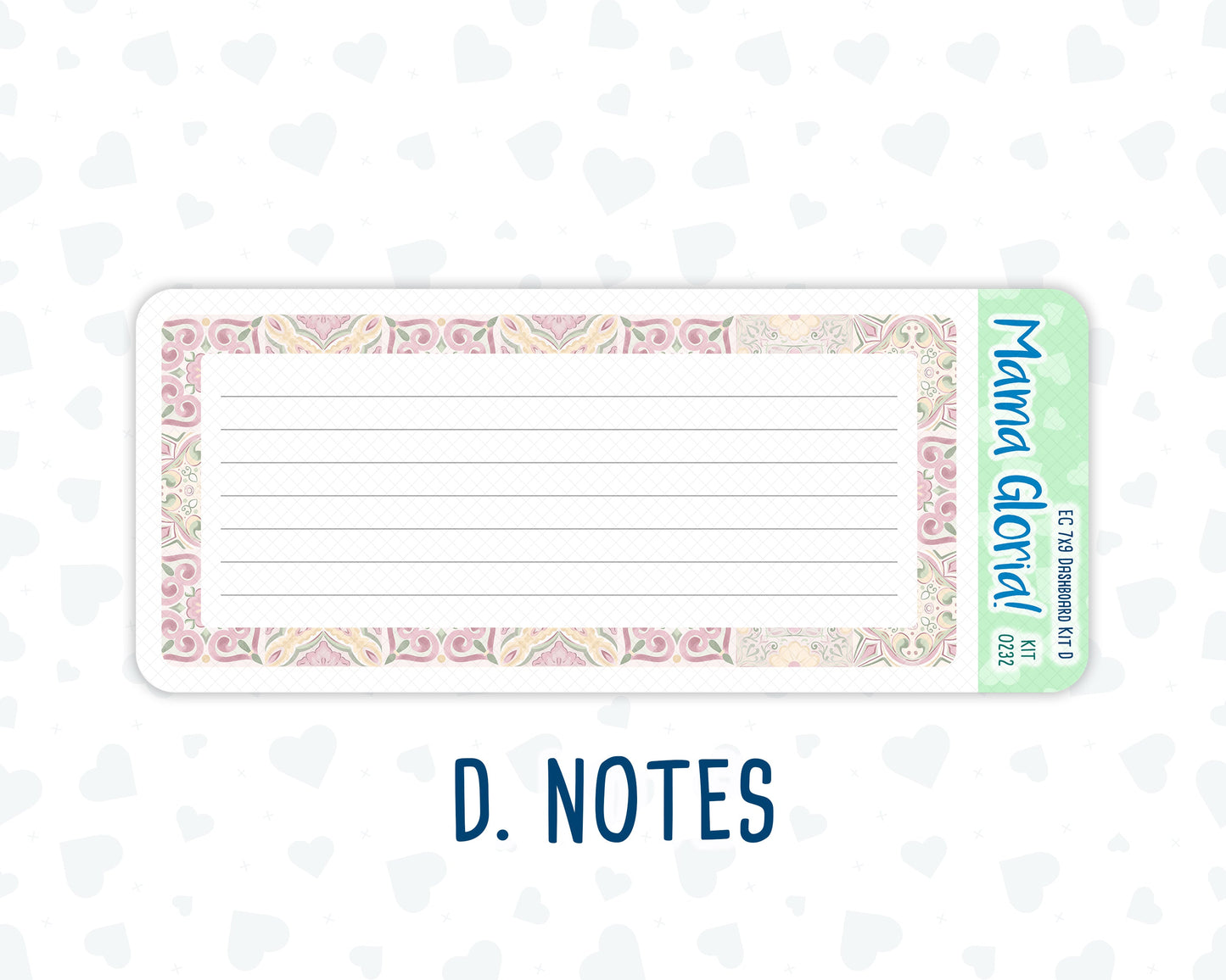 Kit 0232 - 7x9 - EC Notes Pages - September - Heirloom Garden - Dashboard Kit | Productivity Page | 2024/2025
