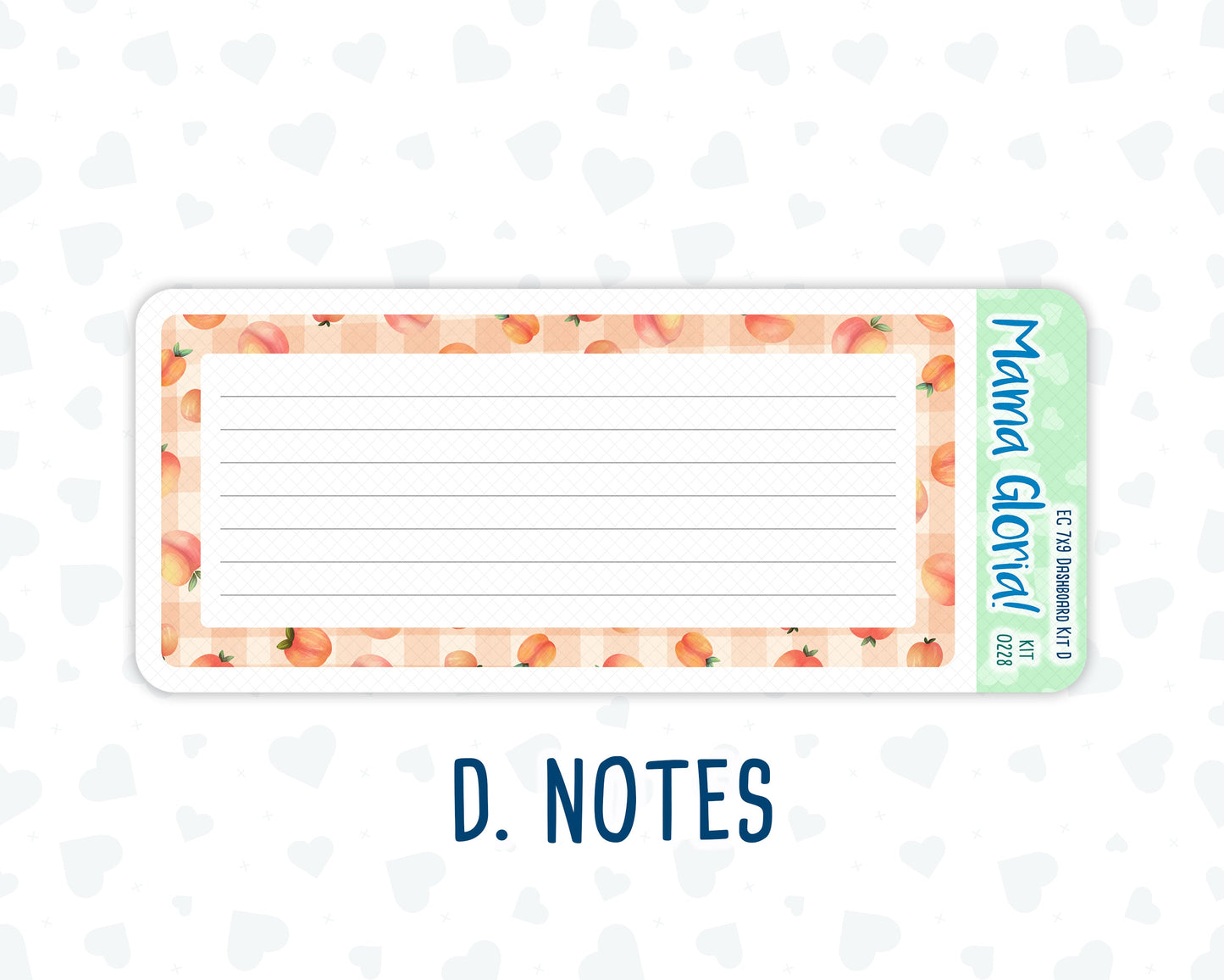 Kit 0228 - 7x9 - EC Notes Pages - August - Just Peachy - Dashboard Kit | Productivity Page