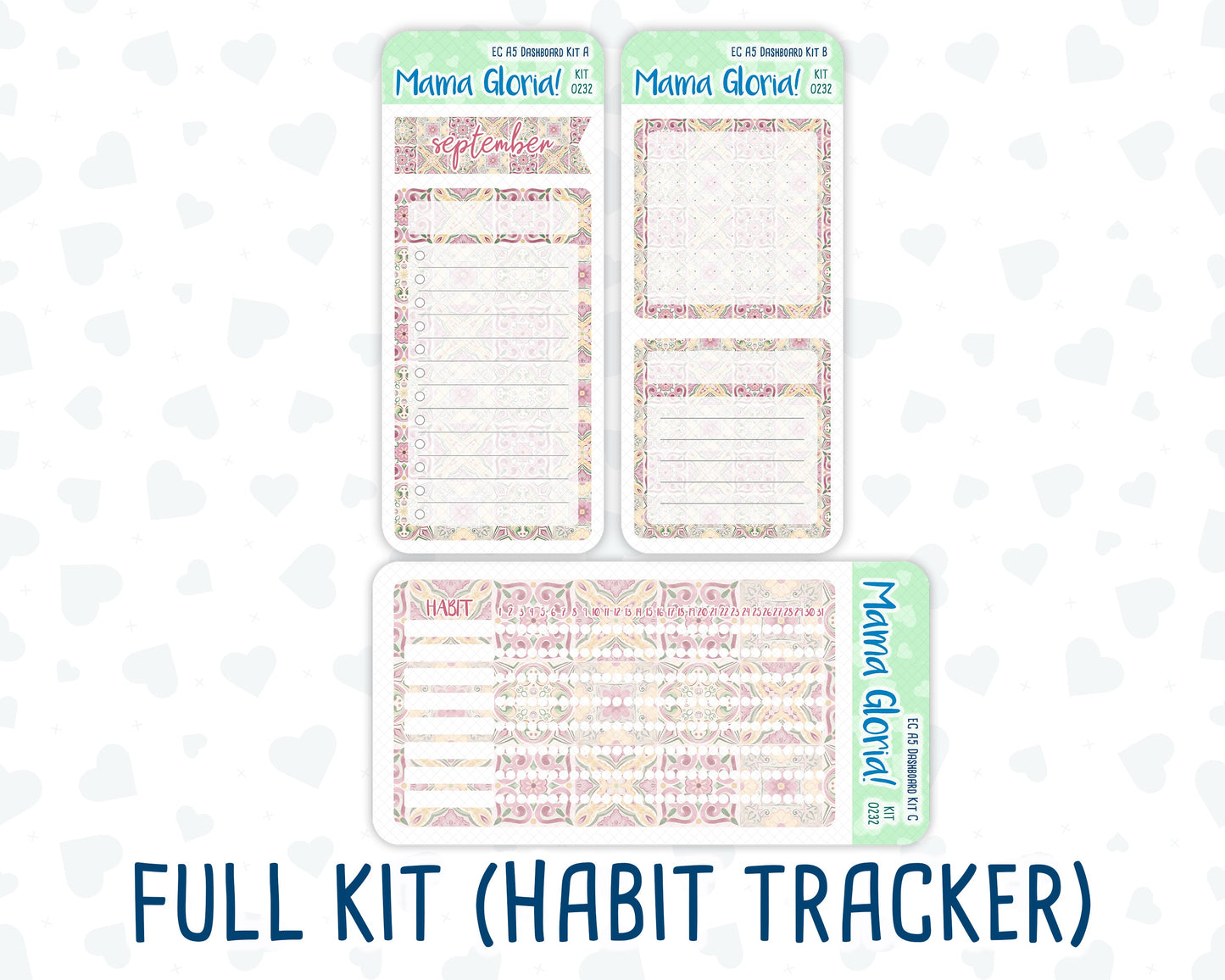 Kit 0232 - A5 - EC Notes Pages - September - Heirloom Garden - Dashboard Kit | Productivity Page | 2024/2025