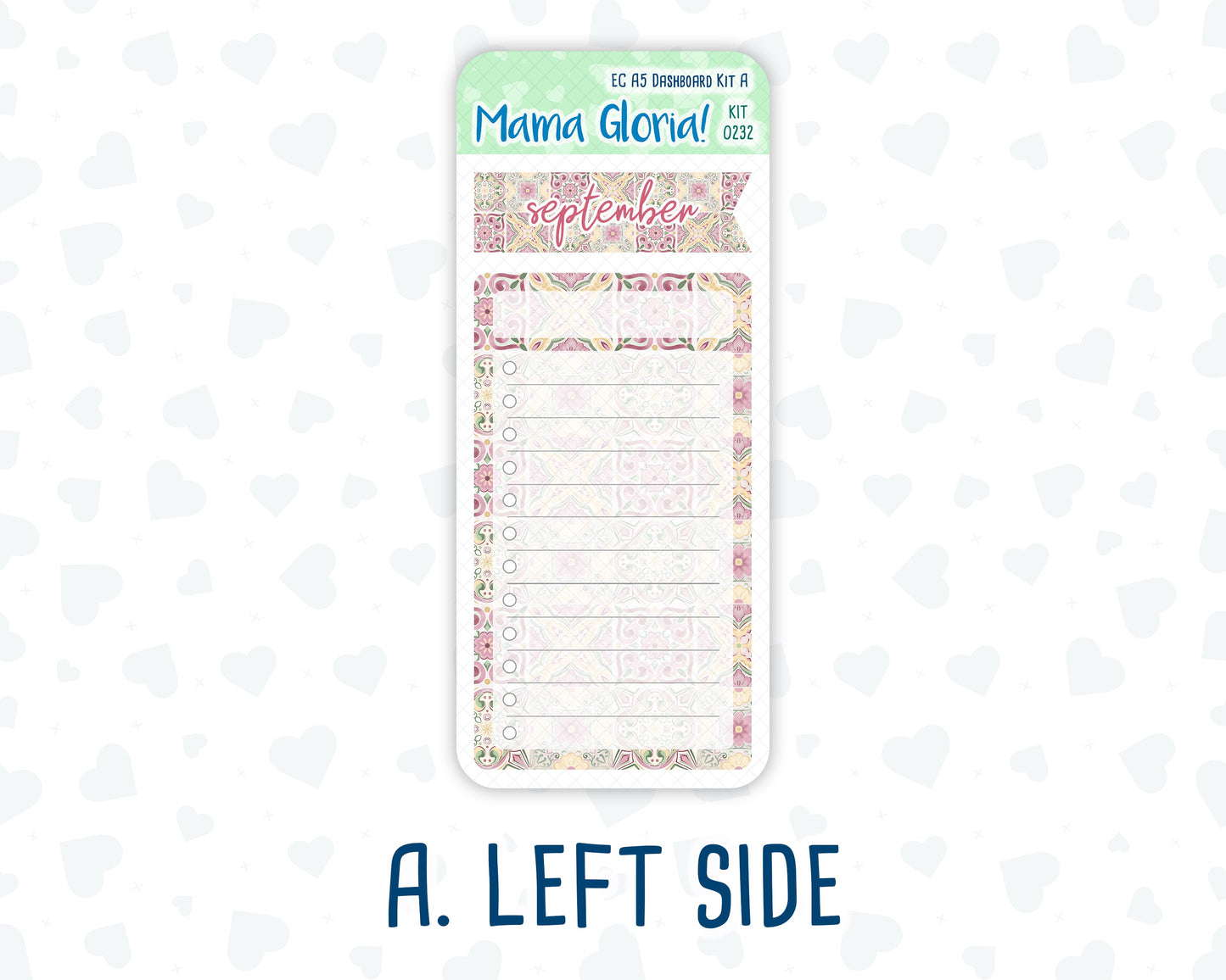 Kit 0232 - A5 - EC Notes Pages - September - Heirloom Garden - Dashboard Kit | Productivity Page | 2024/2025