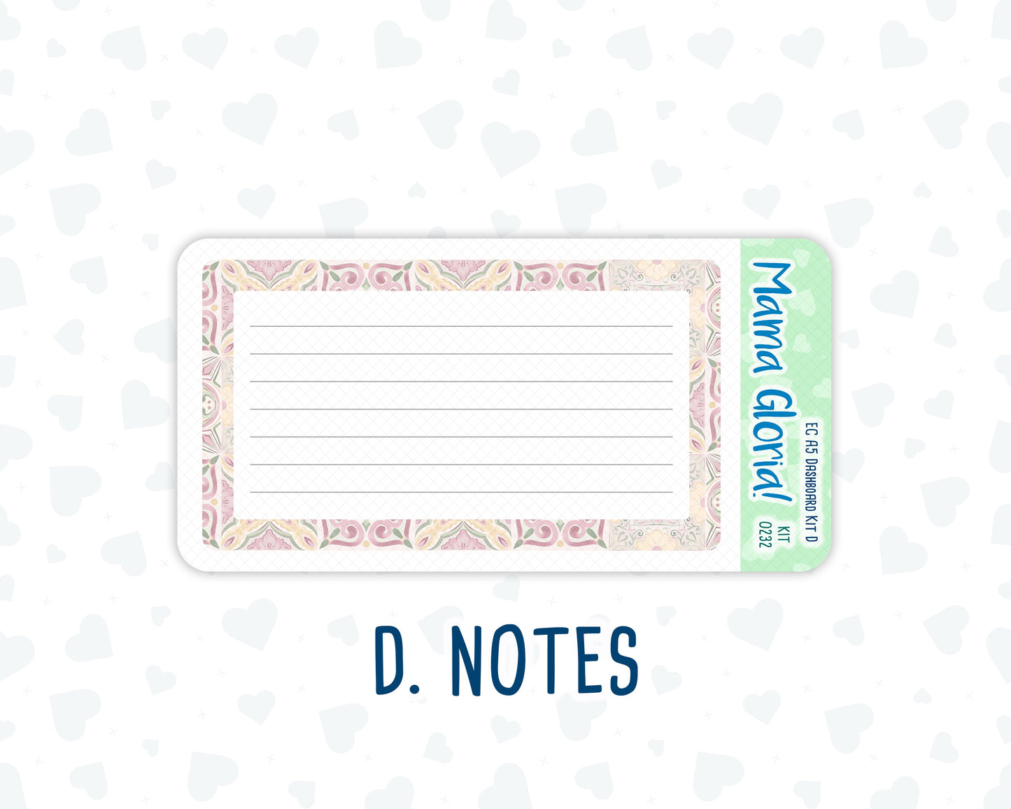Kit 0232 - A5 - EC Notes Pages - September - Heirloom Garden - Dashboard Kit | Productivity Page | 2024/2025