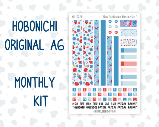 Kit 0224 - A6 Hobonichi Original - Monthly Kit - July - Patriotic Parade