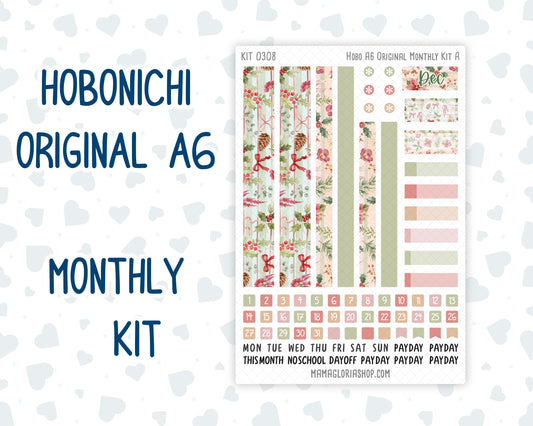 Kit 0308 - A6 Hobonichi Original - Monthly Kit - December - Knit & Holly