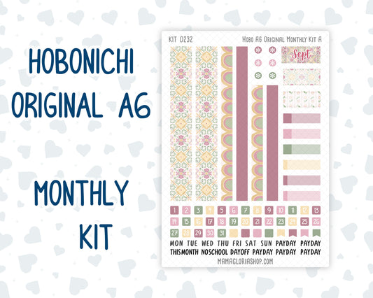 Kit 0232 - A6 Hobonichi Original - Monthly Kit - September - Heirloom Garden