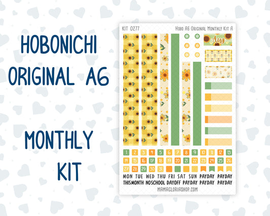 Kit 0277 - A6 Hobonichi Original - Monthly Kit - August - Sunflower Drama Club