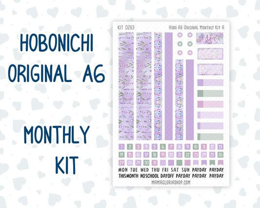 Kit 0263 - A6 Hobonichi Original - Monthly Kit - April - Lavender Drift