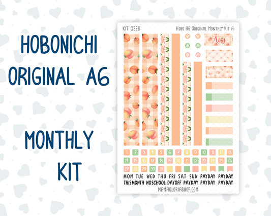 Kit 0228 - A6 Hobonichi Original - Monthly Kit - August - Just Peachy