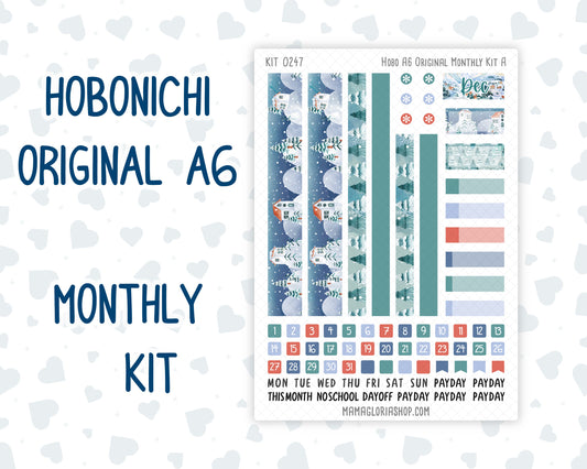 Kit 0247 - A6 Hobonichi Original - Monthly Kit - December - Snow Day Adventures