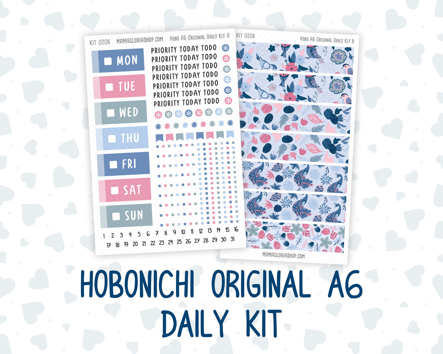 Kit 0206- A6 Hobonichi Original– Daily Kit - Feathered Romance - February