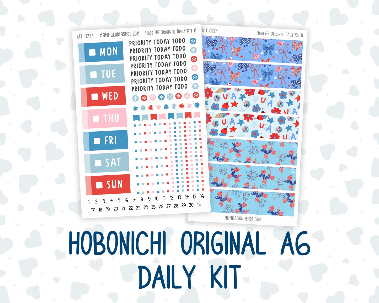 Kit 0224 - A6 Hobonichi Original - Daily Kit - July - Patriotic Parade