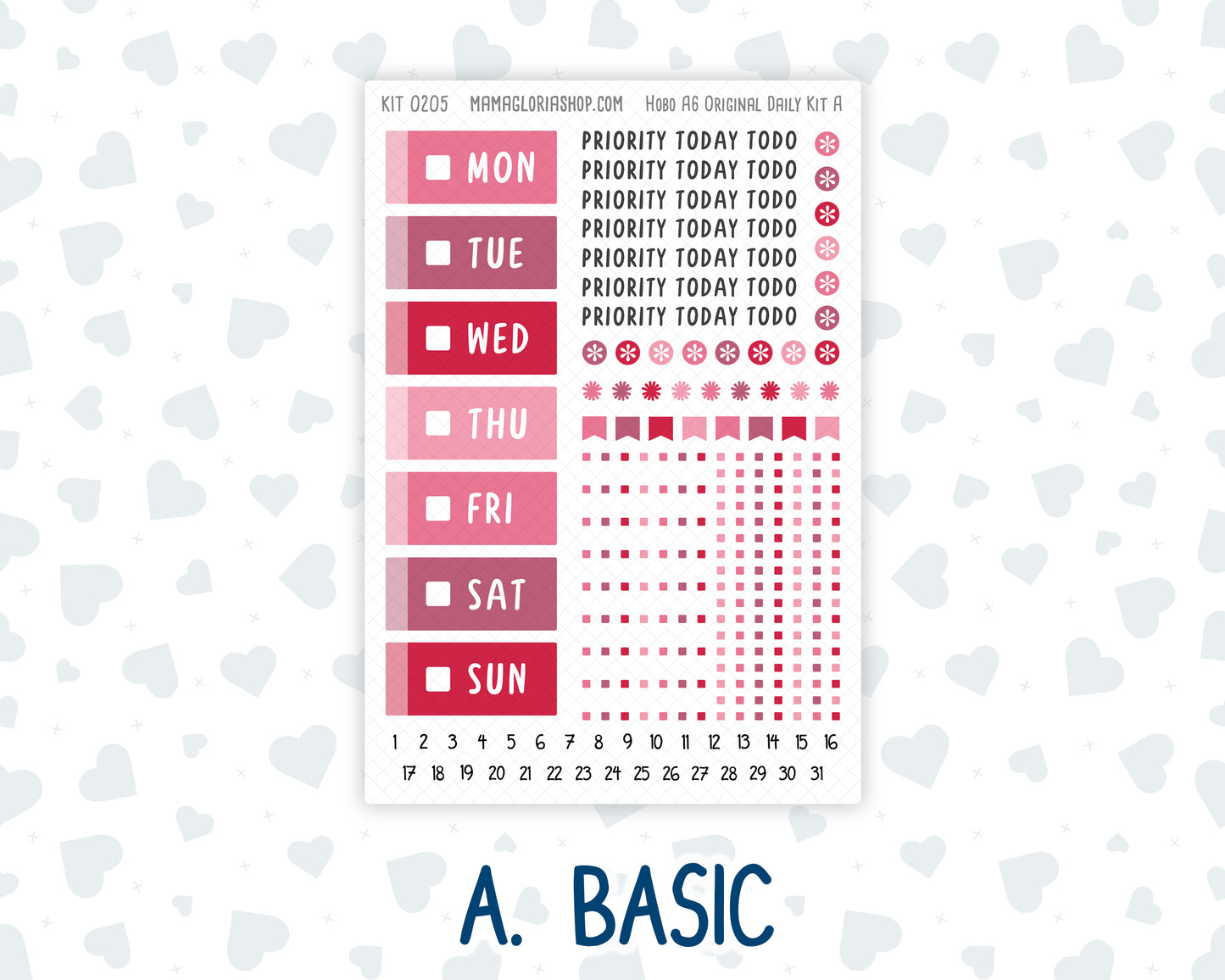 Kit 0205- A6 Hobonichi Original – Daily Kit - Dancer's Heart - February