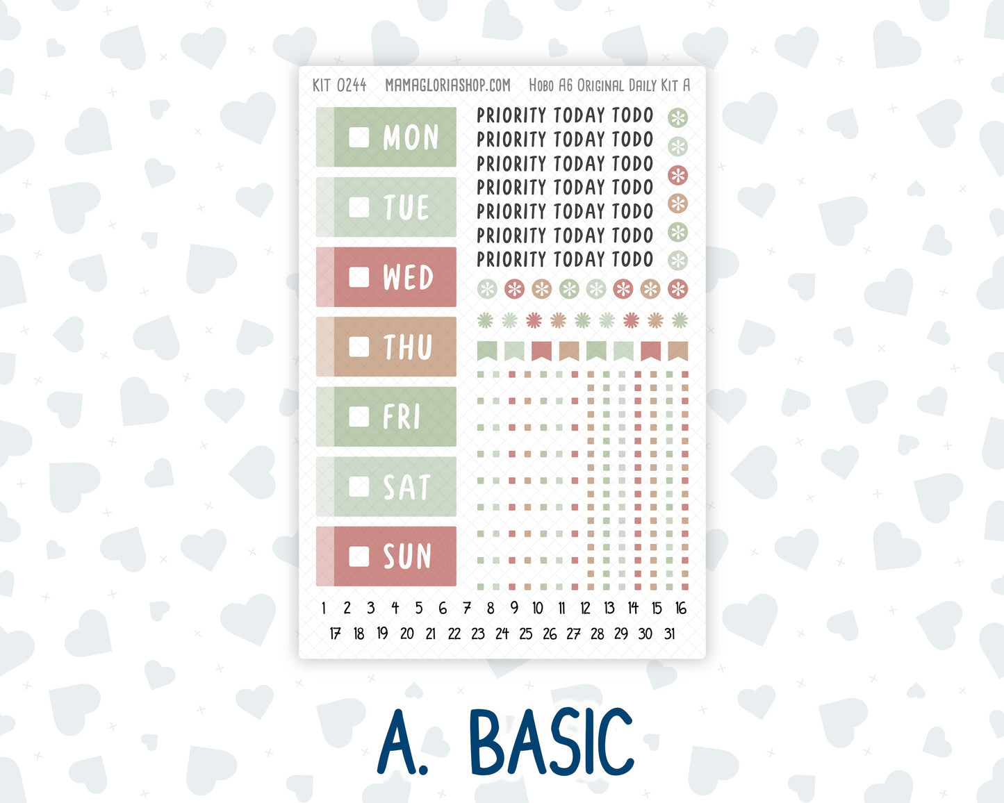 Kit 0244 - A6 Hobonichi Original - Daily Kit - December - Santas Village
