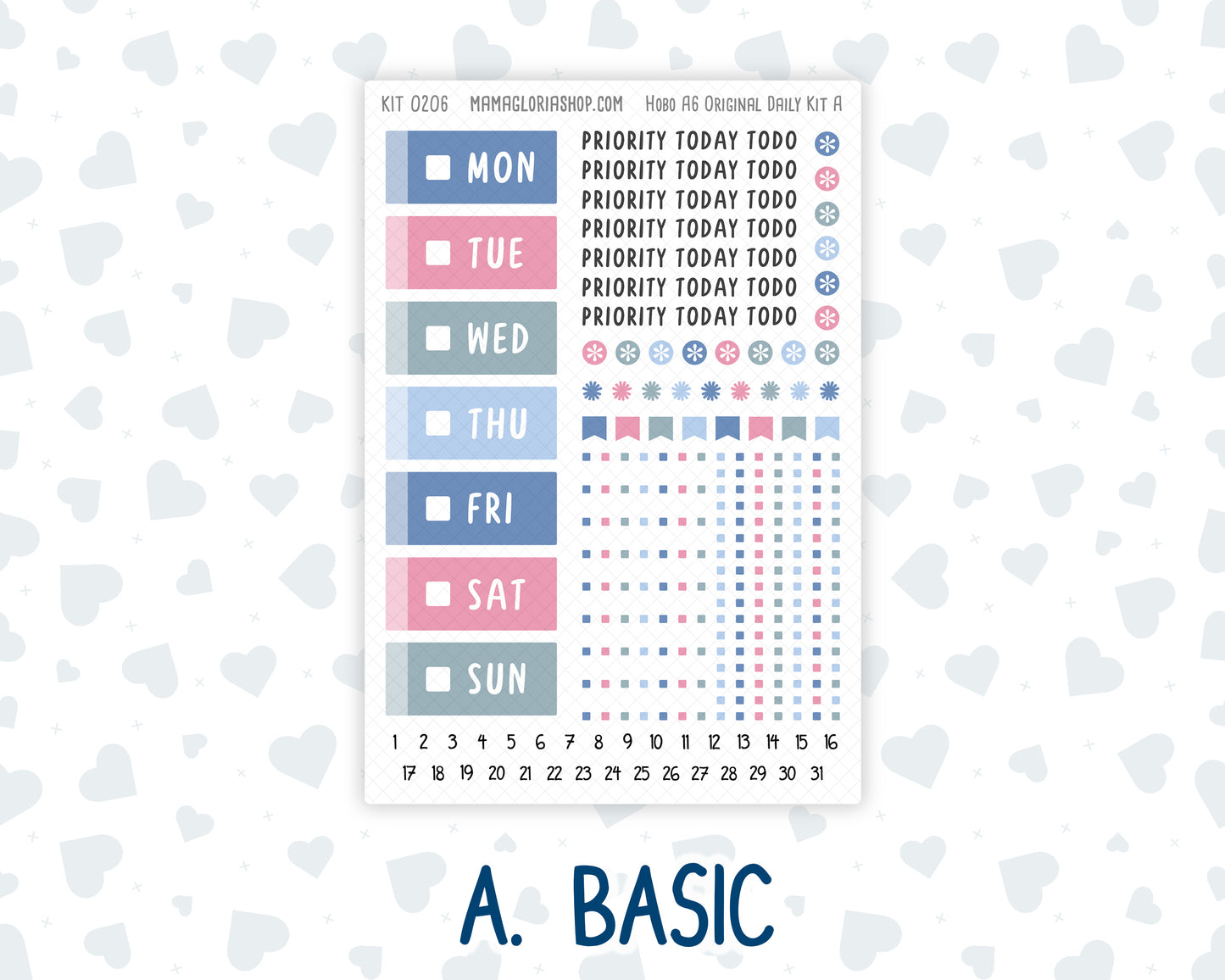 Kit 0206- A6 Hobonichi Original– Daily Kit - Feathered Romance - February