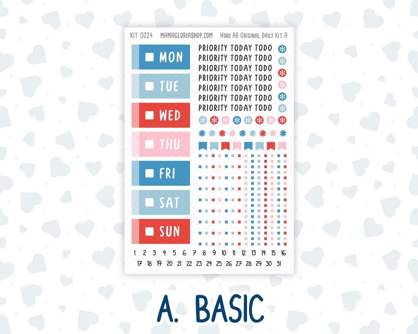 Kit 0224 - A6 Hobonichi Original - Daily Kit - July - Patriotic Parade