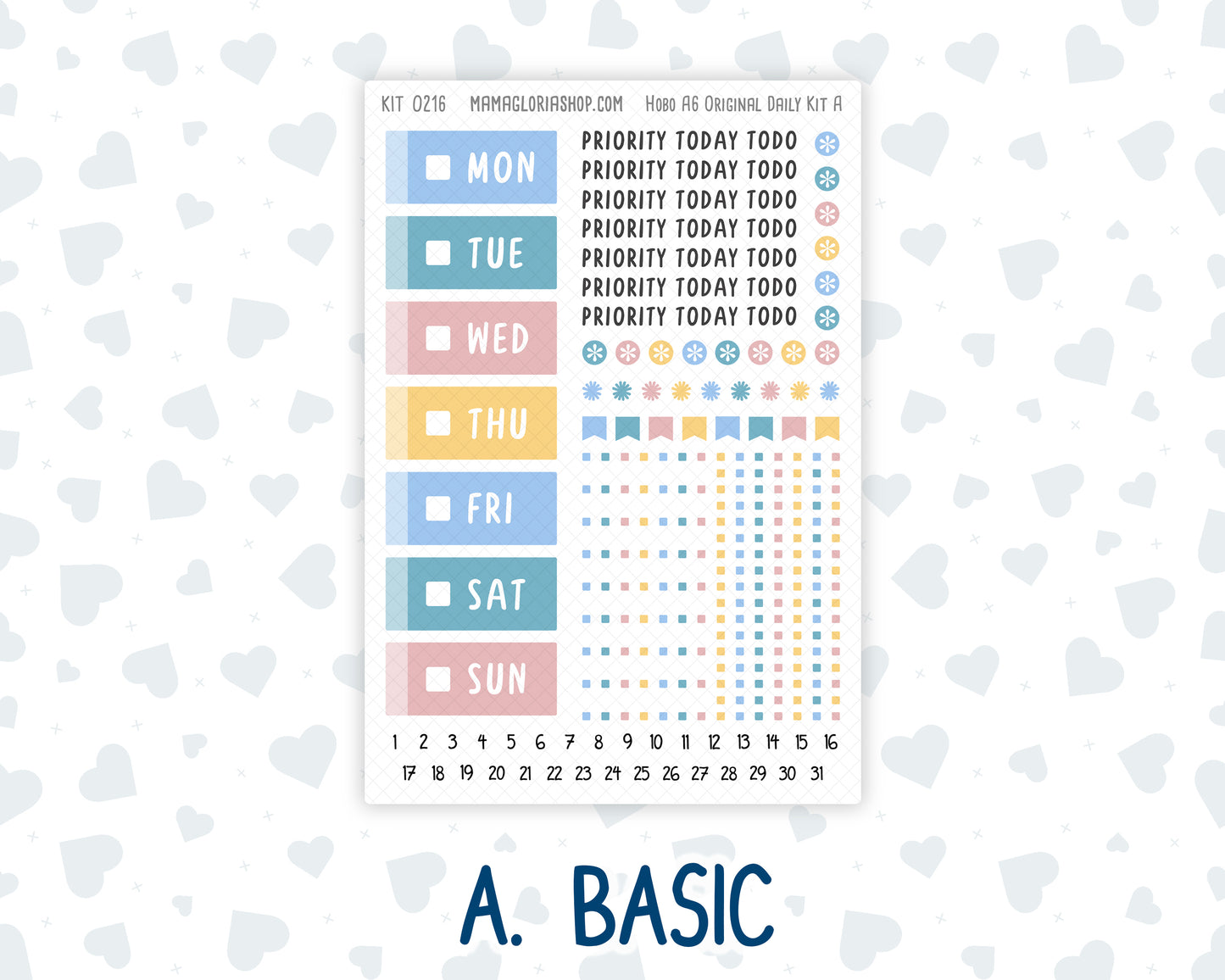 Kit 0216- A6 Hobonichi Original – Daily Kit - Daisy Days - May