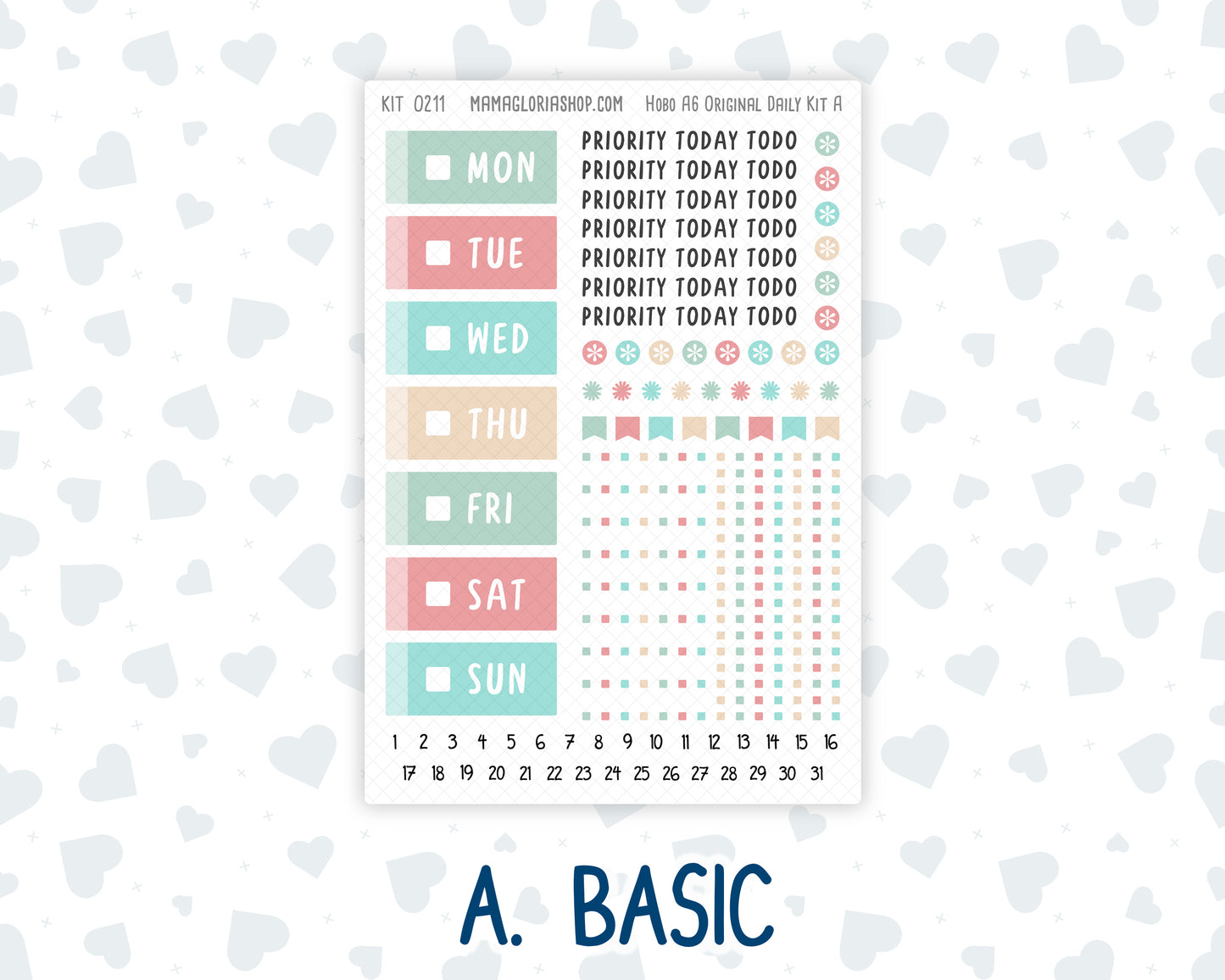 Kit 0211- A6 Hobonichi Original– Daily Kit - Spring Chores - March