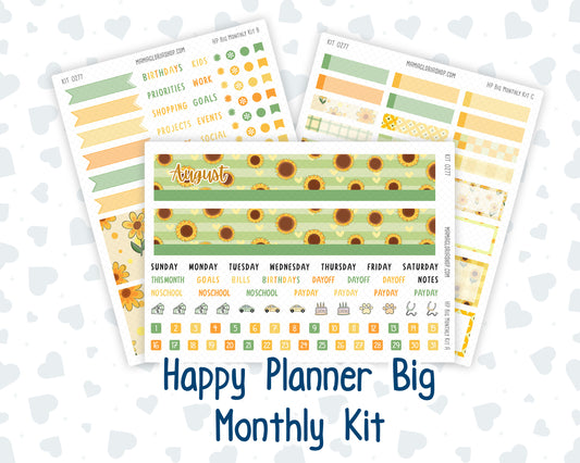 Kit 0277 - HP Big - Monthly Kit - August - Sunflower Drama Club - For Big Happy Planner