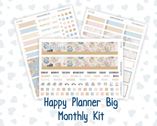 Kit 0255 - HP Big - Monthly Kit - February - Cottagecore Kitties - For Big Happy Planner