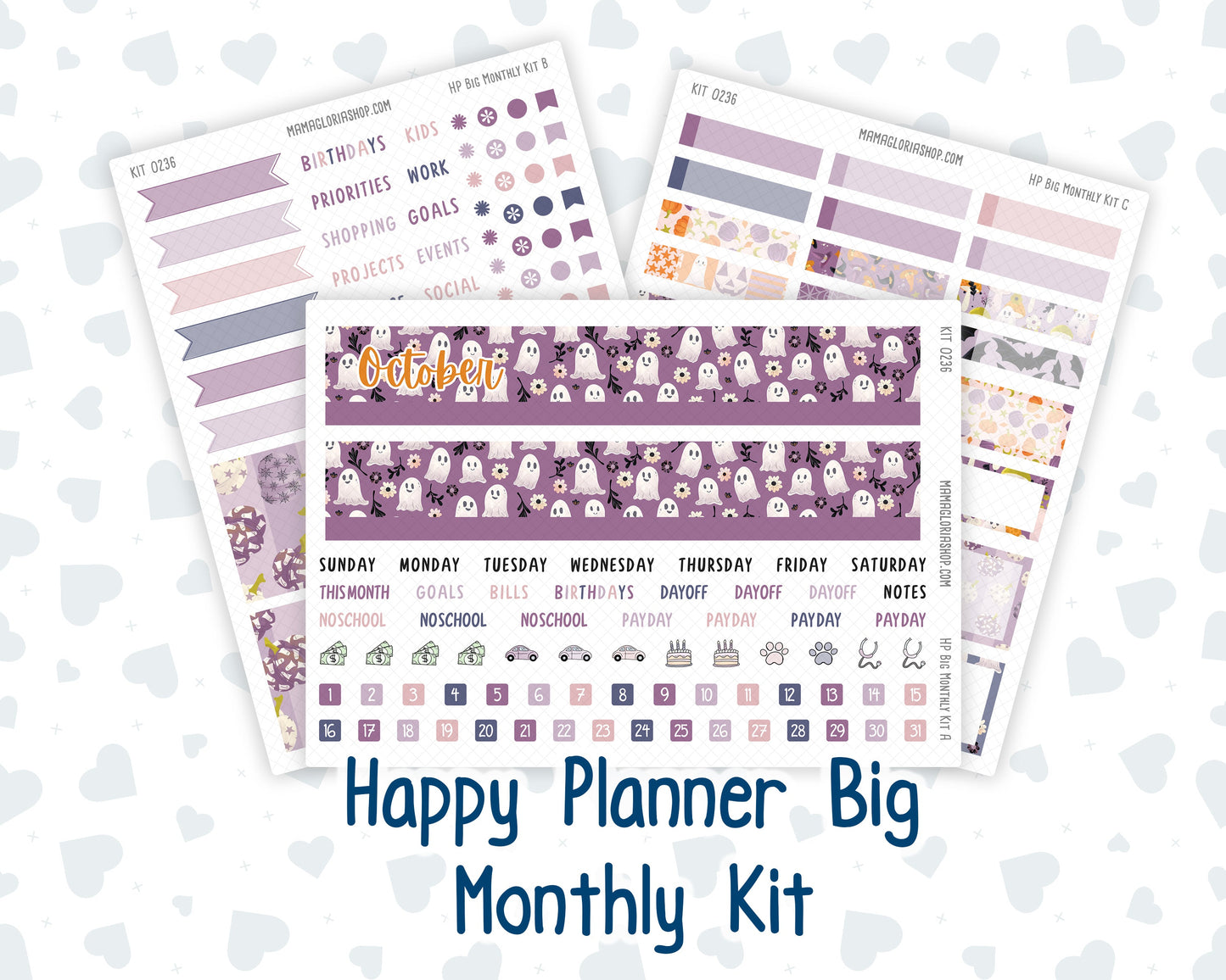 Kit 0236 - HP Big - Monthly Kit - October - Sweet & Spooky - For Big Happy Planner
