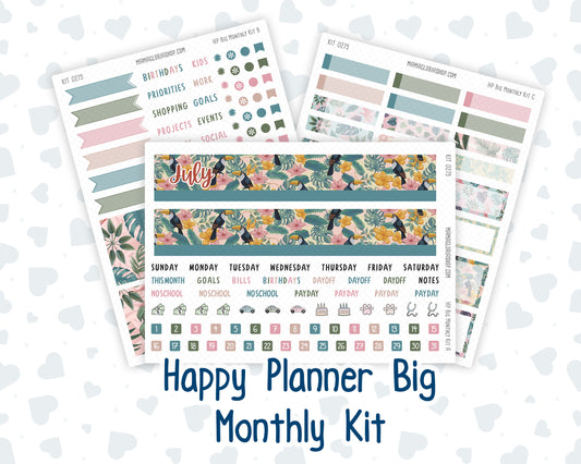 Kit 0275 - HP Big - Monthly Kit - July - Tropical Safari Blush - For Big Happy Planner
