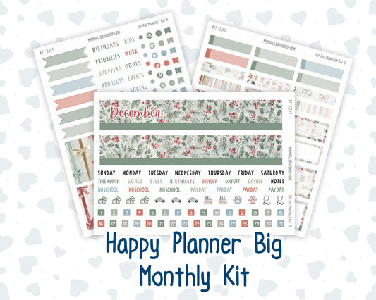 Kit 0245 - HP Big - Monthly Kit - December - Vintage Christmas - For Big Happy Planner