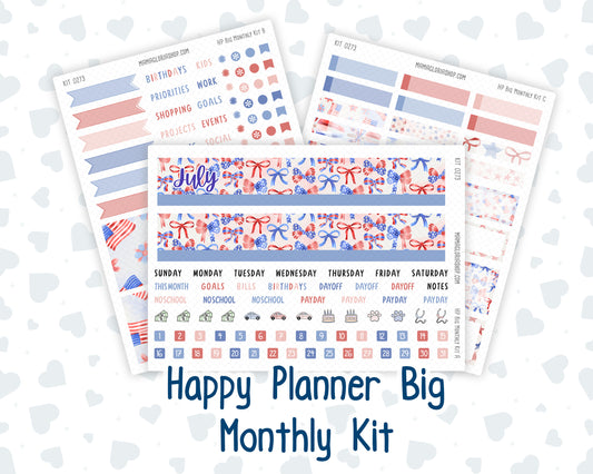 Kit 0273 - HP Big - Monthly Kit - July - Americana In Bloom - For Big Happy Planner
