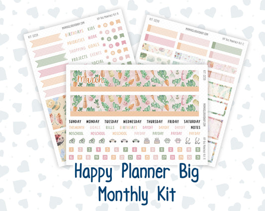 Kit 0259 - HP Big - Monthly Kit - March - Spring Garden Chores - For Big Happy Planner