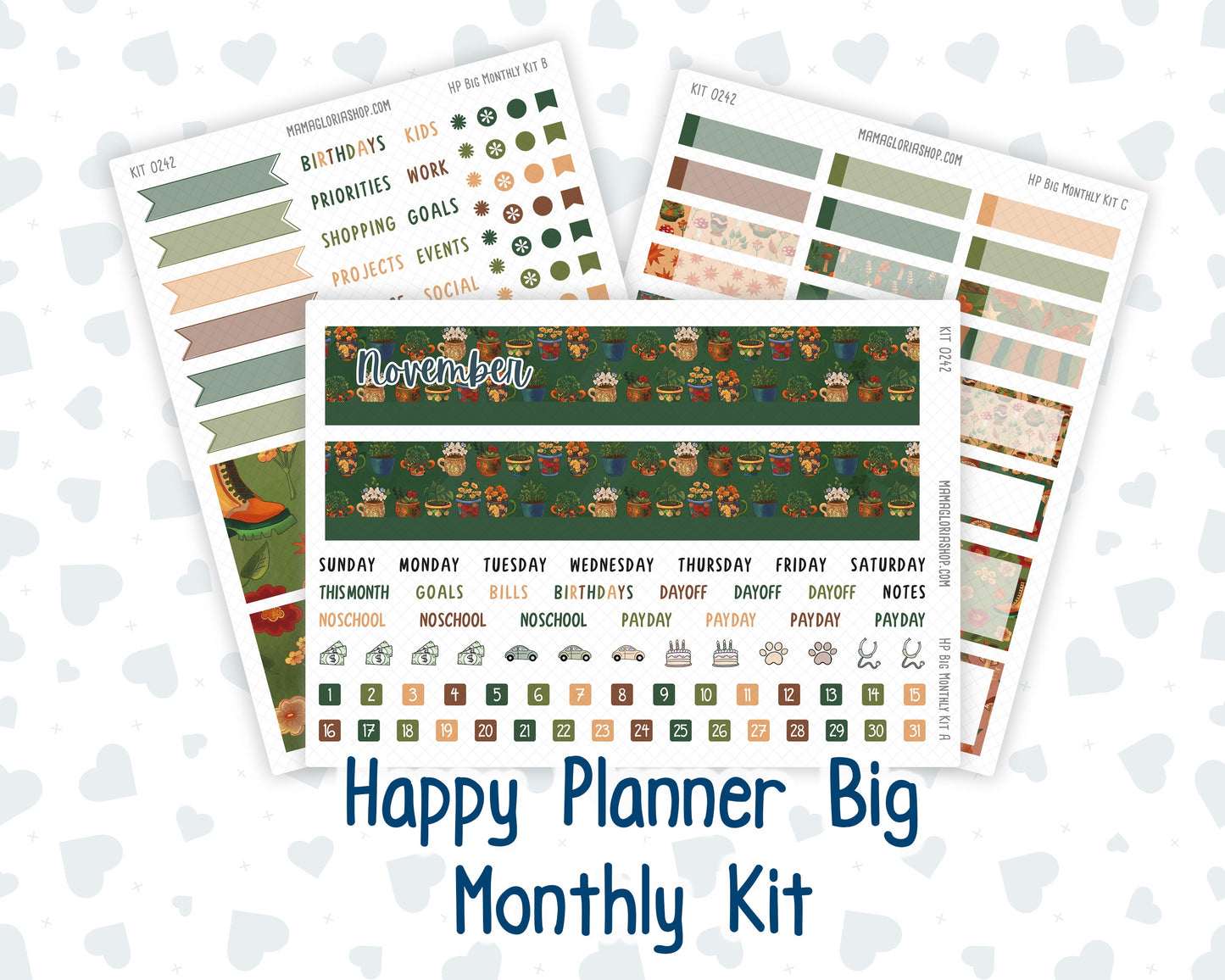 Kit 0242 - HP Big - Monthly Kit - November - Cottage Autumn - For Big Happy Planner