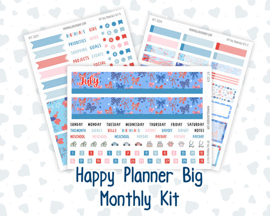 Kit 0224 - HP Big - Monthly Kit - July - Patriotic Parade - For Big Happy Planner