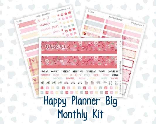 Kit 0254 - HP Big - Monthly Kit - February - Valentine Village - For Big Happy Planner