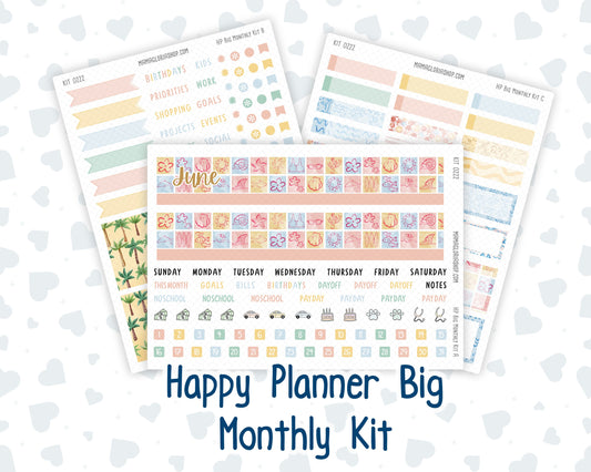 Kit 0222 - HP Big - Monthly Kit - June - Beach Day - For Big Happy Planner