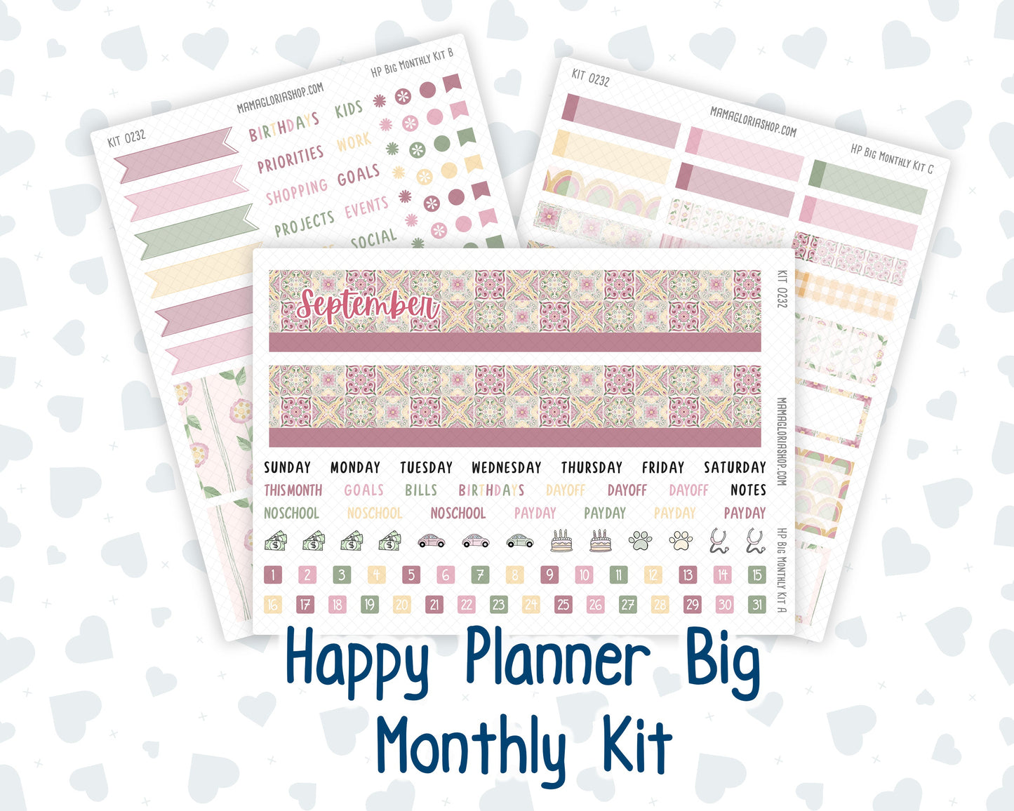 Kit 0232 - HP Big - Monthly Kit - September - Heirloom Garden - For Big Happy Planner