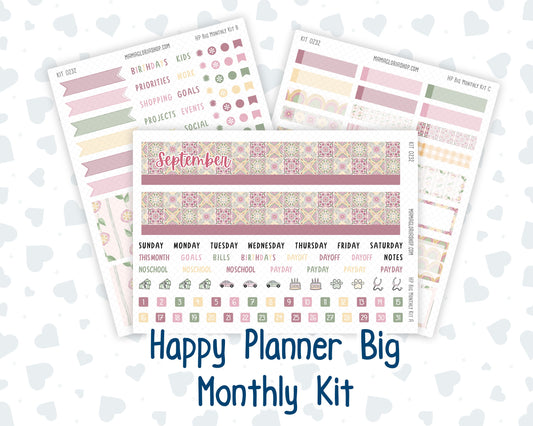 Kit 0232 - HP Big - Monthly Kit - September - Heirloom Garden - For Big Happy Planner