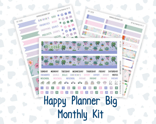Kit 0258 - HP Big - Monthly Kit - March - Plant Therapy - For Big Happy Planner