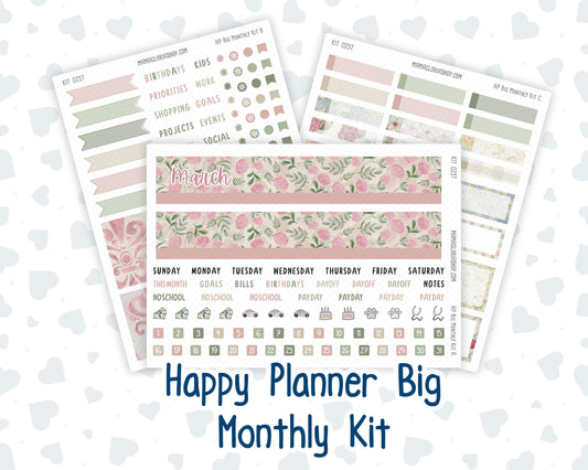 Kit 0257 - HP Big - Monthly Kit - March - Blush Garden - For Big Happy Planner