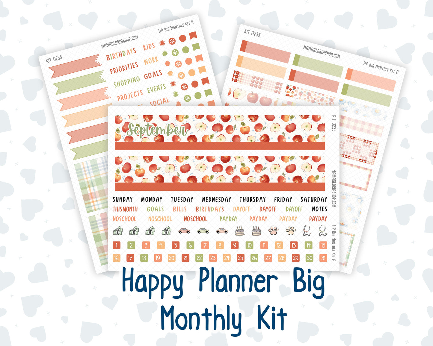 Kit 0235 - HP Big - Monthly Kit - September - Apple Orchard - For Big Happy Planner