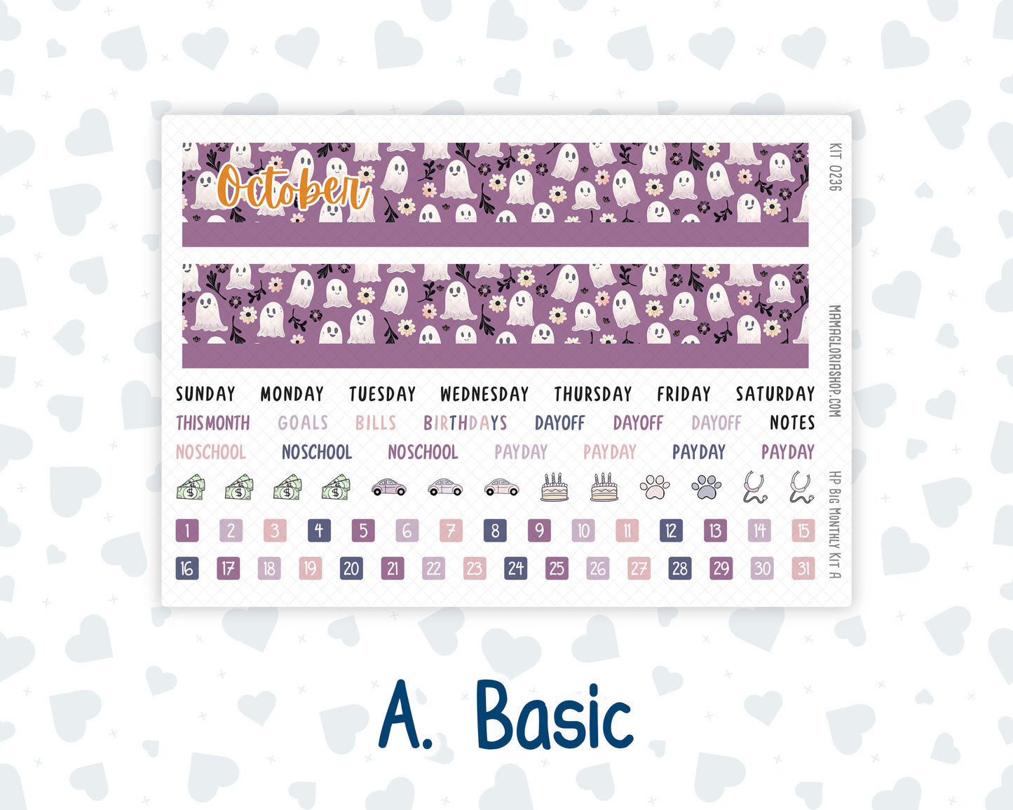 Kit 0236 - HP Big - Monthly Kit - October - Sweet & Spooky - For Big Happy Planner