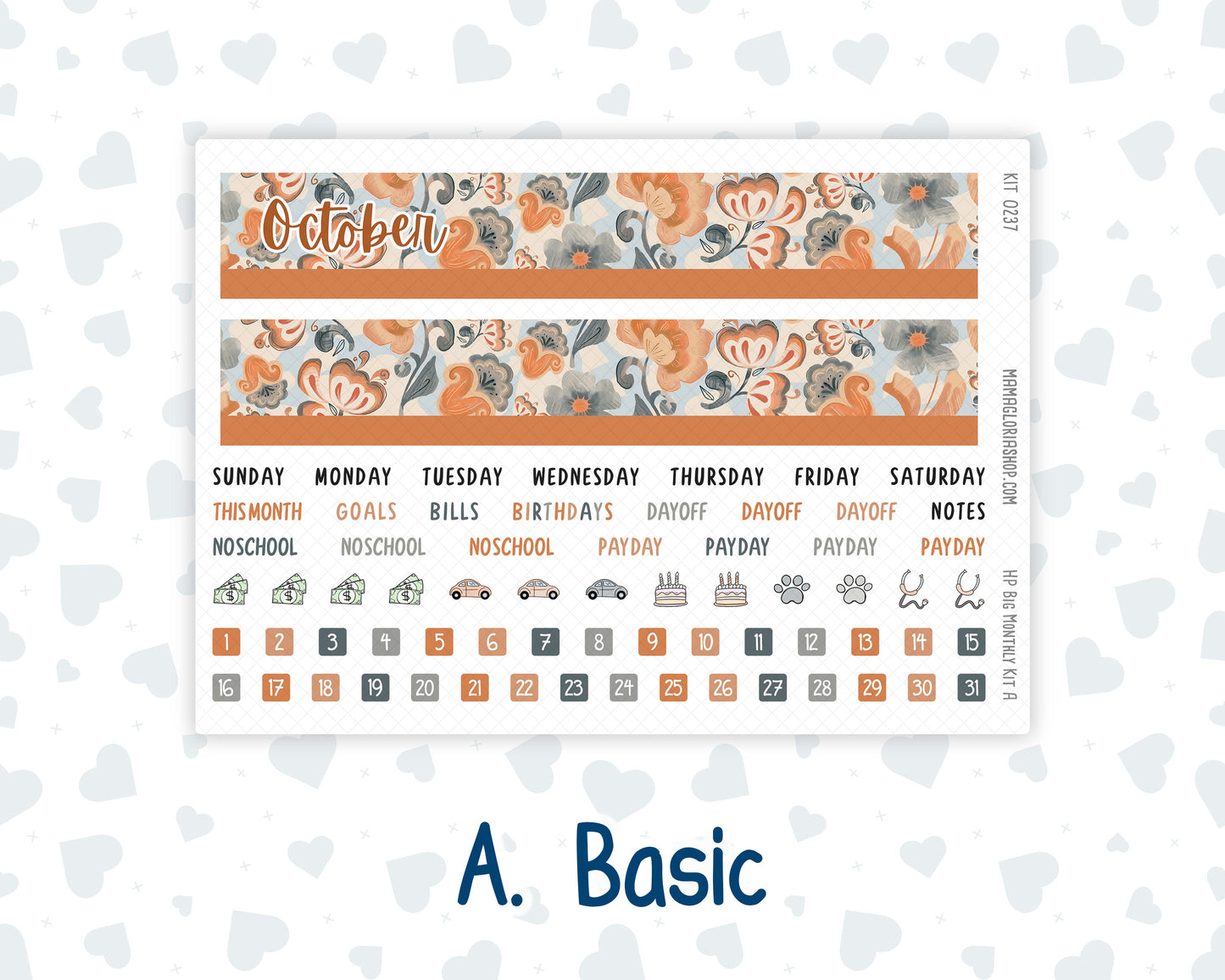 Kit 0237 - HP Big - Monthly Kit - October - Forest Folk - For Big Happy Planner
