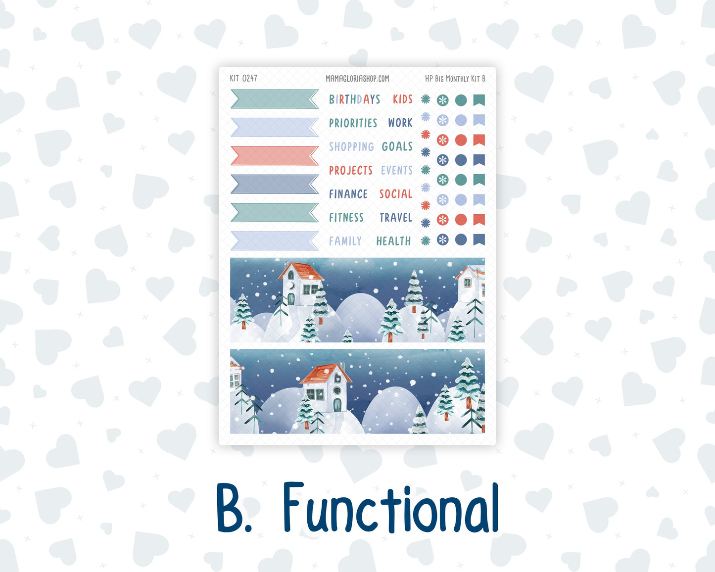 Kit 0247 - HP Big - Monthly Kit - December - Snow Day Adventures - For Big Happy Planner